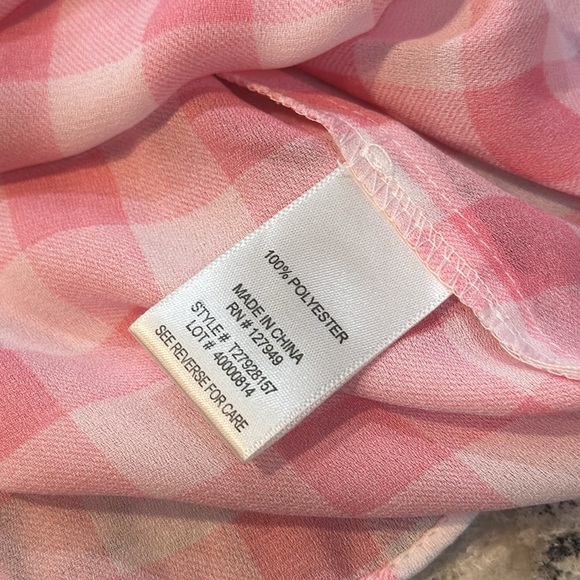 Floral & Ivy | pink & White Gingham Pleated Babydoll Tunic Size M Medium - Picture 10 of 11